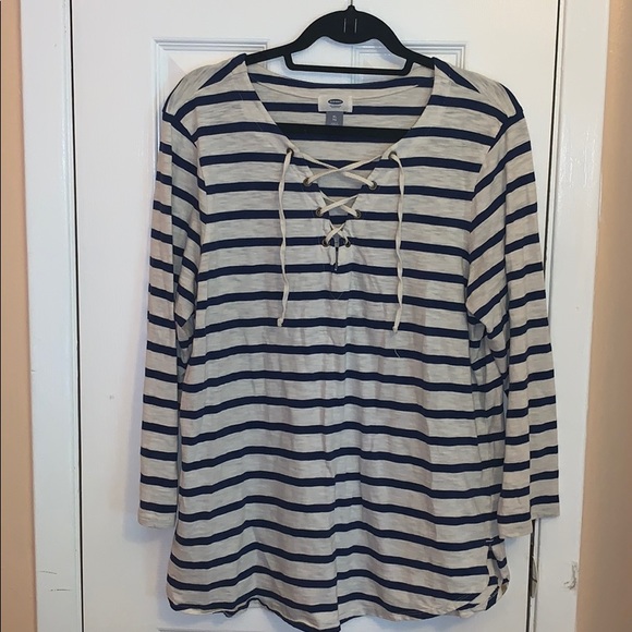 Old navy Blue and white striped long sleeve shirt - Picture 1 of 3